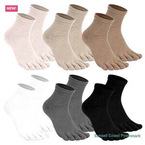 Linen Toe Socks for Women 6 Pairs Neutral Colors Breathable New